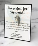 Too Perfect Miscarriage Quote Chunky Style Sterling Silver Cross Angel Wing Necklace Fresh Water Pearl