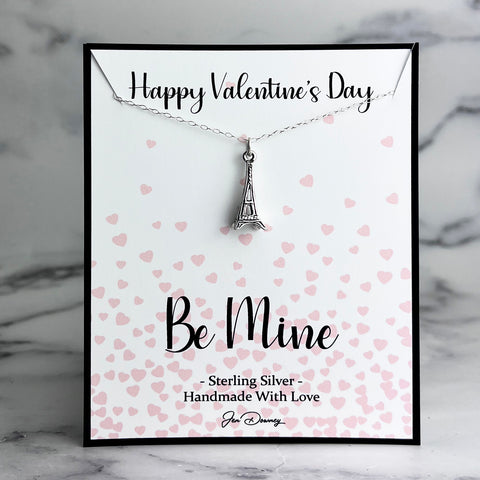 Be Mine Valentine's Day Gift Paris Themed Sterling Silver Eiffel Tower Necklace